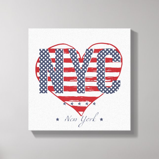 NYC American Flag Heart Leinwanddruck (Vorderseite)