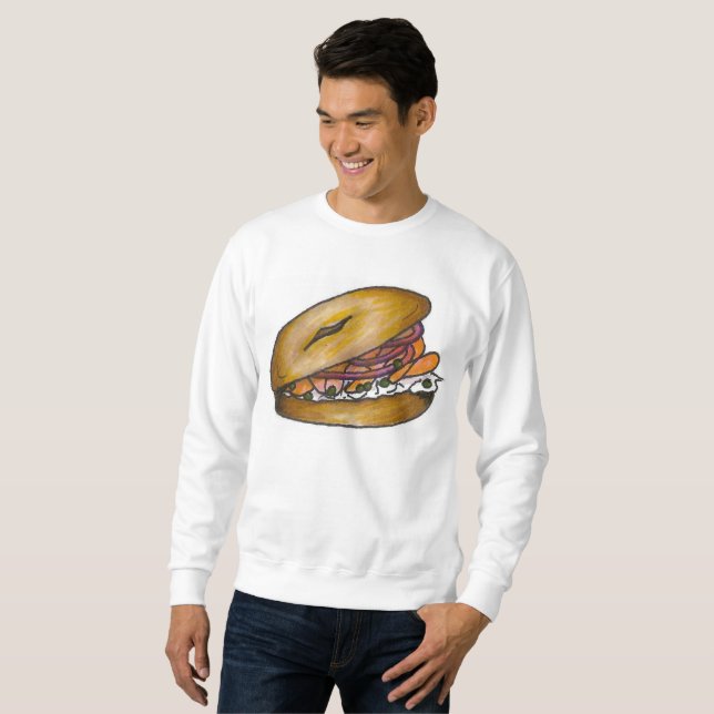 NYC Bagel Zwiebelzwiebel Käse Lox Kapers Sweatshir Sweatshirt (Vorne ganz)