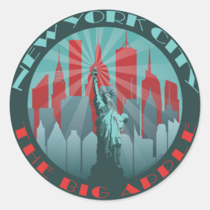 NYC Big Apple Round Runder Aufkleber