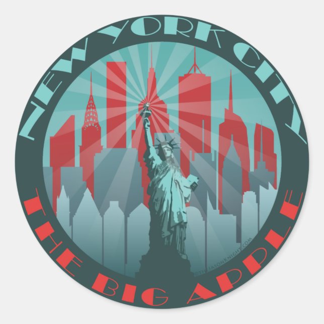 NYC Big Apple Round Runder Aufkleber (Vorderseite)
