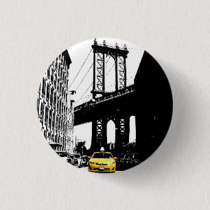 Nyc Brooklyn Bridge New York City Yellow Taxi Button