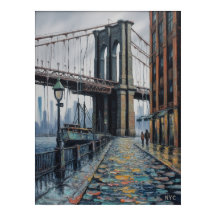 NYC Brooklyn Bridge Regentag-Wasserfront-Szene