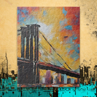 NYC Brooklyn Bridge Sonnenuntergang Stadtbild