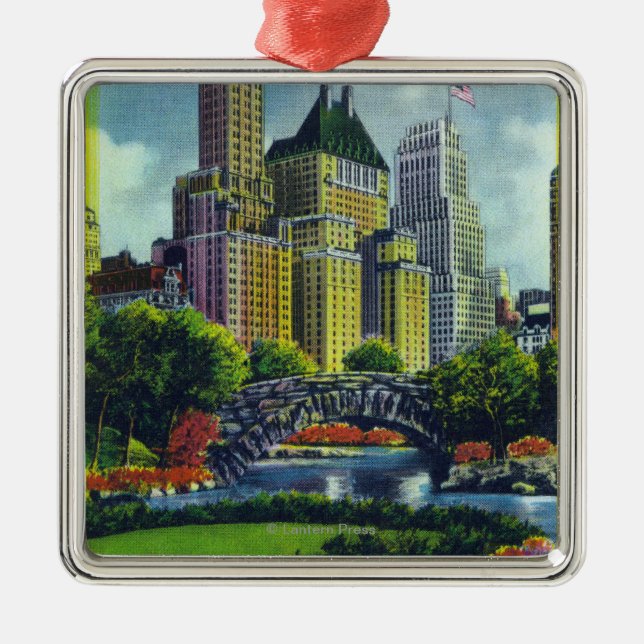 NYC Central Park-Ansicht 5. Allee-Hotels Ornament Aus Metall (Vorne)