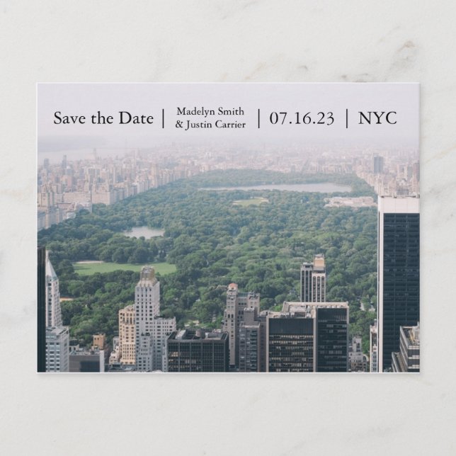 NYC Central Park Foto - Save the Date Postkarte (Vorderseite)