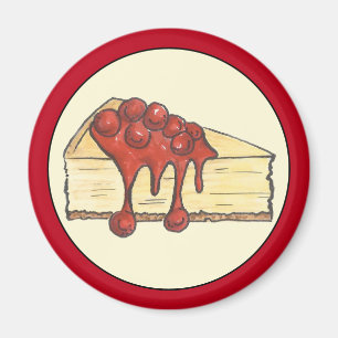 NYC Cherry Cheesecake Slice Dessert Backfood Magnet