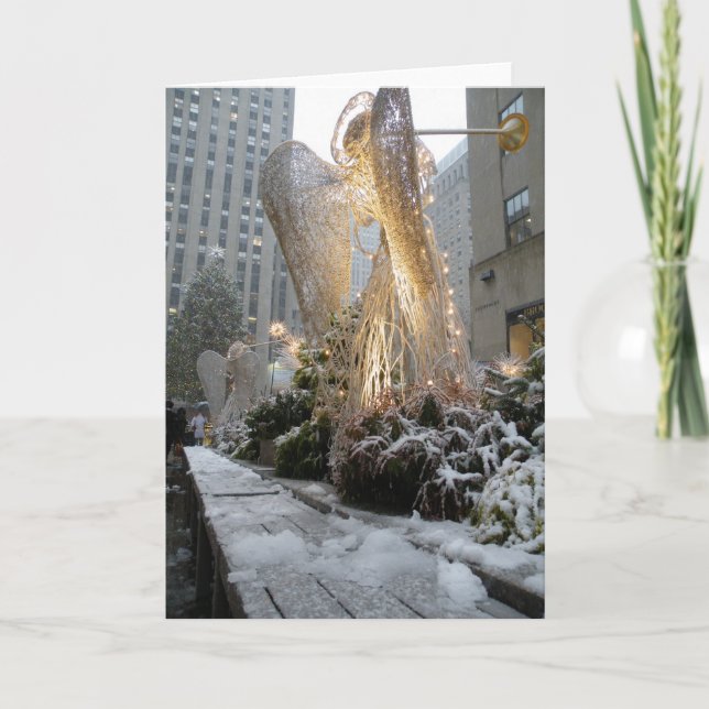 NYC Christmas Angel Feiertagskarte (Vorderseite)