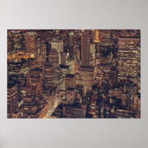 NYC City Gebäude Wolkenkratzer Lights at Night Poster