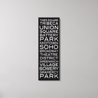 NYC Distrikte Parks & Nachbarschaften | auf Schwar Leinwanddruck