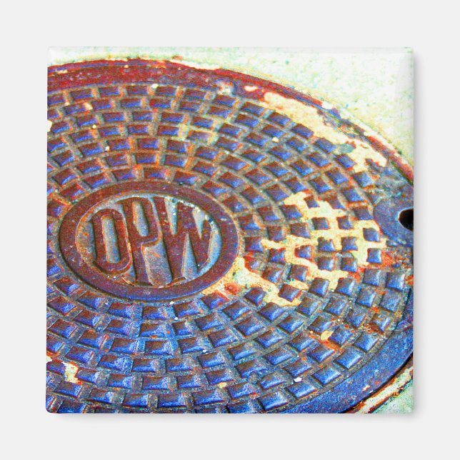 NYC DPW Manhole Cover Square Magnet (Vorne)