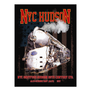 NYC Dreyfuss Hudson-Lokomotive. Amerikanische Flag Fotodruck