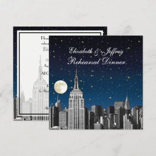 NYC ESB Skyline Blue Star Moon Probe Dinner Einladung