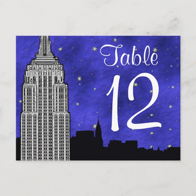 NYC ESB Skyline Silhouette Blu2 Strry Tischnummer (Vorderseite)
