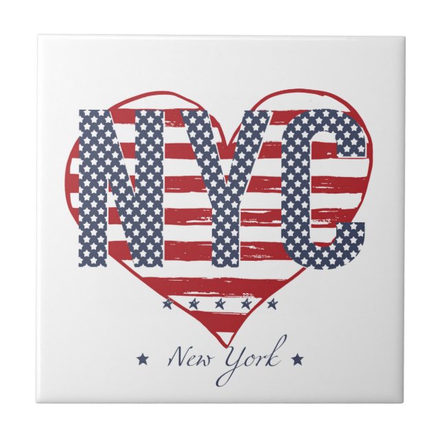 NYC Flagge-Herz Fliese (Vorderseite)