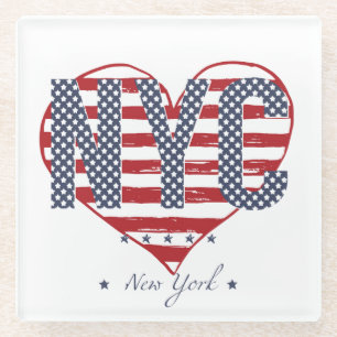 NYC Flagge-Herz Glasuntersetzer