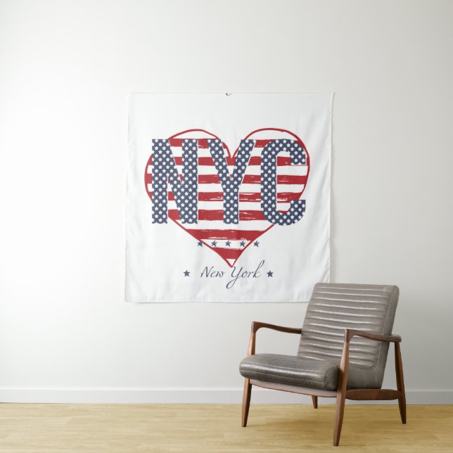 NYC Flagge-Herz Wandteppich (Beispiel (Horizontal))