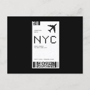 NYC Flugzeug Ticket Postkarte