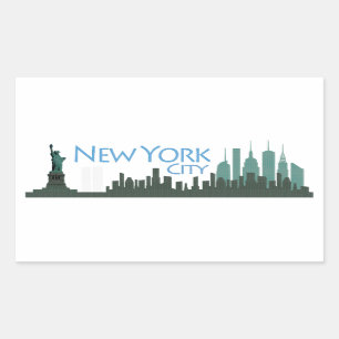 NYC Freiheits-Skyline Rechteckiger Aufkleber