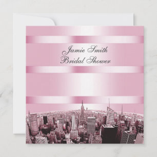 NYC Geätzte Skyline 2, Schwarz Rosa Brautparty Einladung