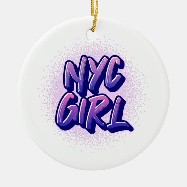 NYC Girl Graffiti Style Keramik Ornament (Vorne)