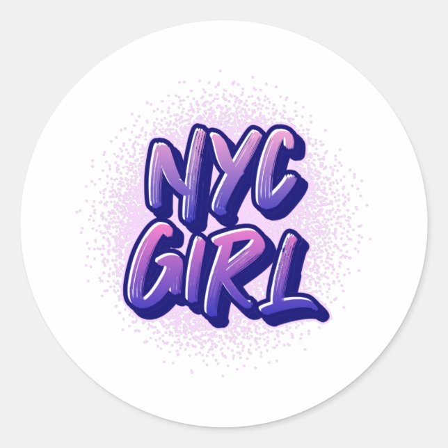NYC Girl Graffiti Style Runder Aufkleber (Vorderseite)