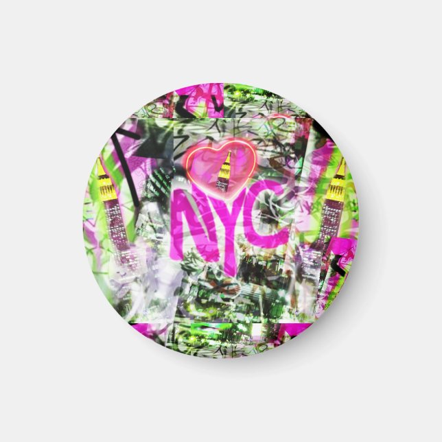NYC Graffiti City Neon Gift Untersetzer Magnet (Vorne)