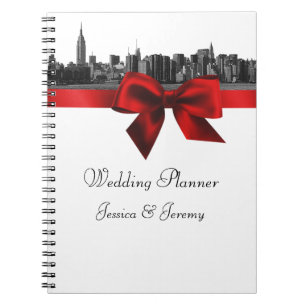 NYC grand Skyline Etted BW Dk Red Planner Carnet