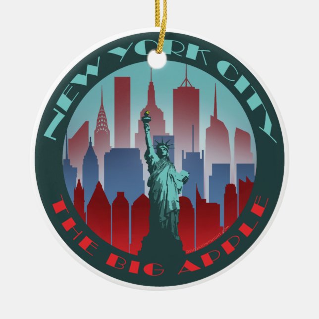 NYC großes Apple rund Keramikornament (Vorne)