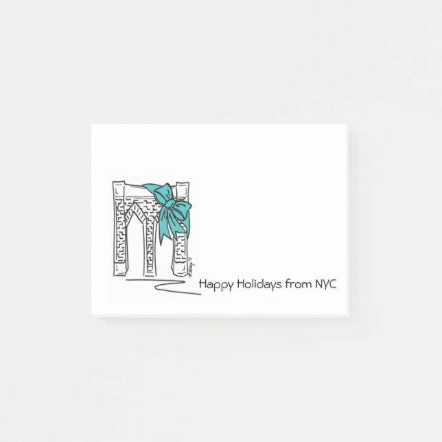 NYC Happy Holidays Brooklyn Bridge Hanukka Post-it Klebezettel (Vorderseite)
