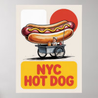 NYC Hot Dog Street Vendor Manhattan Food Art