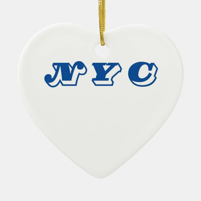 NYC Imprimé en céramique ornement coeur (Devant)
