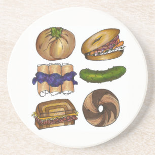 NYC Jewish Deli Bagel Knish Blintz Reuben Pickle Untersetzer