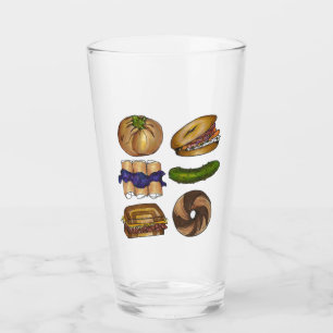 NYC Jewish Deli Foods Bagel Blintz Pickle Knish Glas