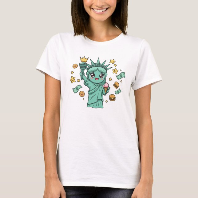 NYC Kawaii Statue of Liberty T-Shirt – Cute Americ (Devant)