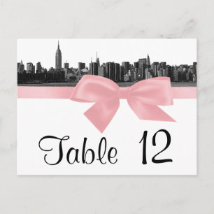 NYC Large Skyline Etted BW rose Numéro de table