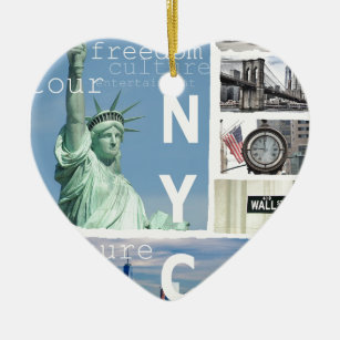 Nyc Manhattan Liberty Statue Brooklyn Bridge Keramik Ornament