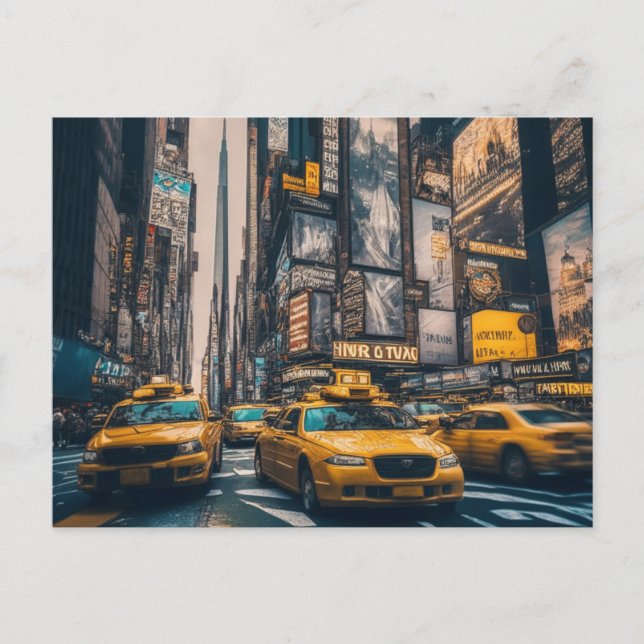 NYC Manhattan Yellow Taxis Postkarte (Vorderseite)