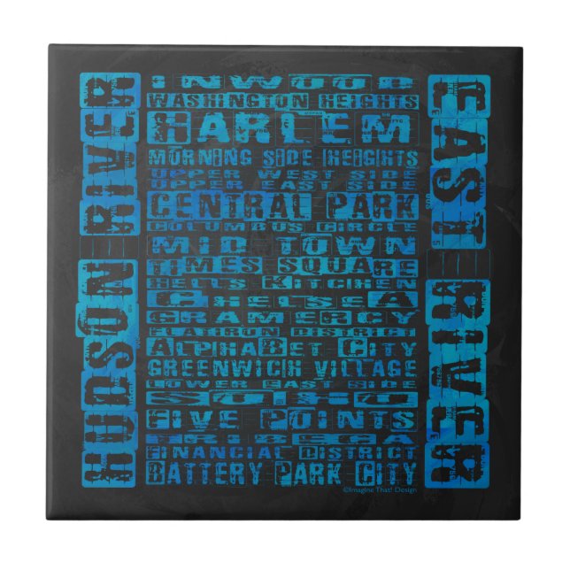 NYC-Nachbarschaften Blue Fliese (Vorderseite)