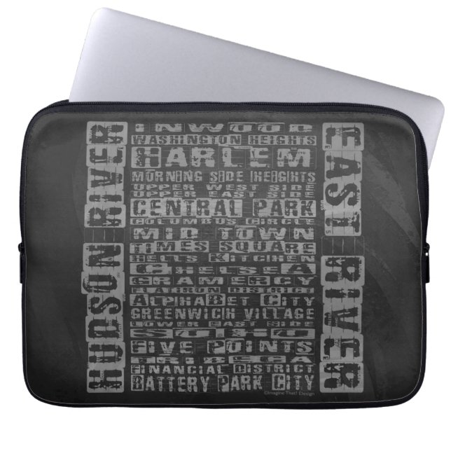 NYC-Nachbarschaften Grau Laptopschutzhülle (Vorderseite)