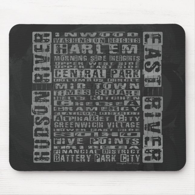 NYC-Nachbarschaften Grau Mousepad (Vorne)