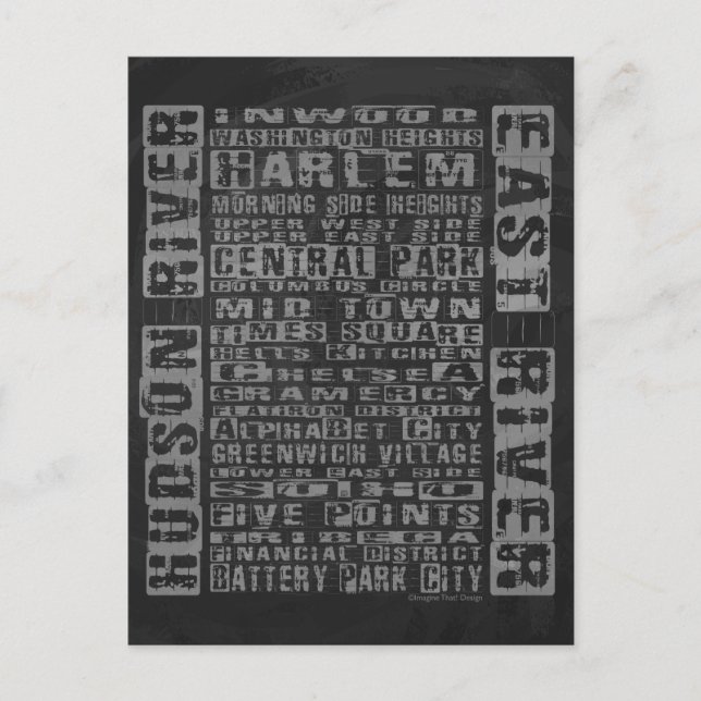 NYC-Nachbarschaften Grau Postkarte (Vorderseite)