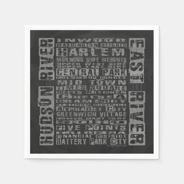 NYC-Nachbarschaften Grau Serviette (Vorderseite)