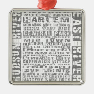 NYC-Nachbarschaften grau Silbernes Ornament
