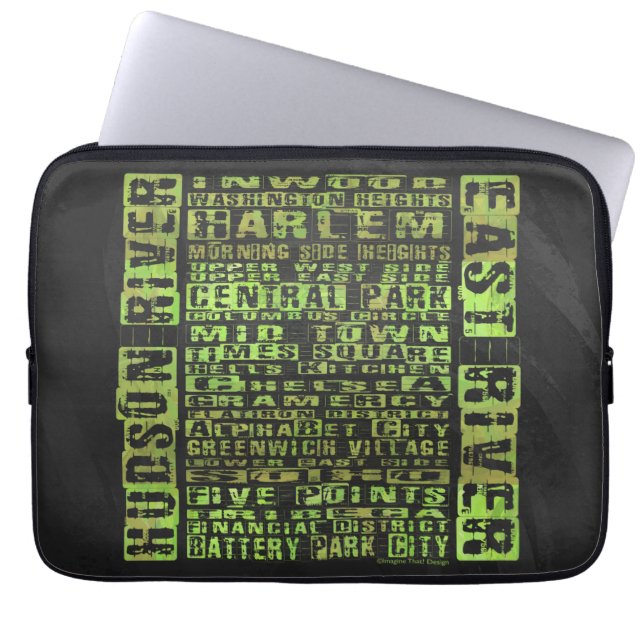 NYC-Nachbarschaften grün Laptopschutzhülle (Vorderseite)