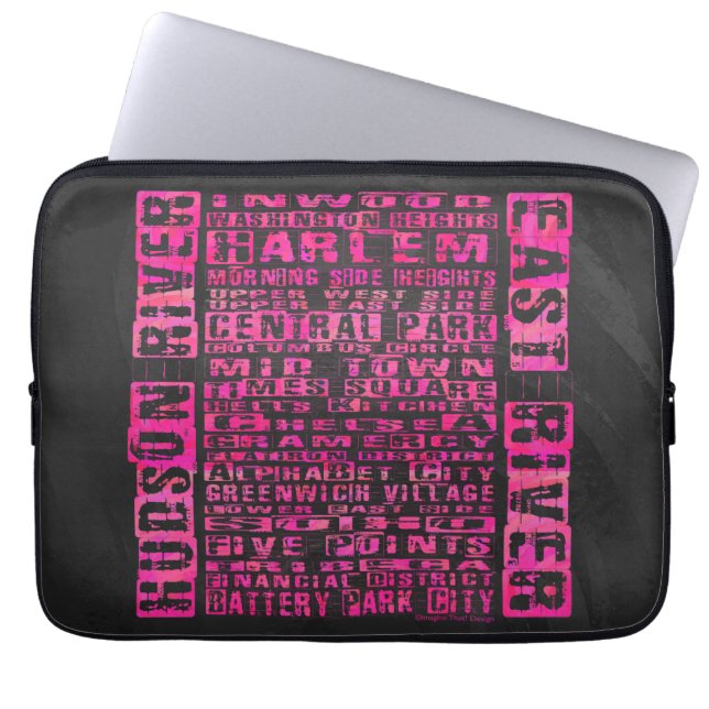 NYC-Nachbarschaften in heißen Rosa Laptopschutzhülle (Vorderseite)