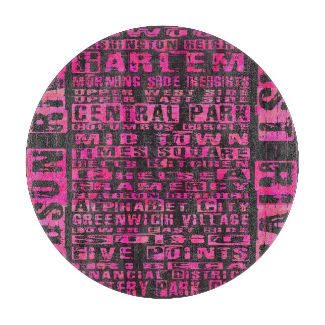 NYC-Nachbarschaften in heißen Rosa Schneidebrett (Vorderseite)