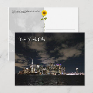 NYC-Nacht-Skyline - H-Postkarte Postkarte