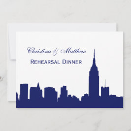 NYC Navy Blue Skyline Silhouette Probe Dinner Einladung