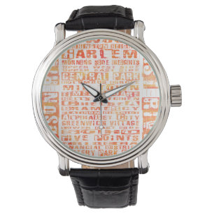 NYC Neighhoods Orange Armbanduhr