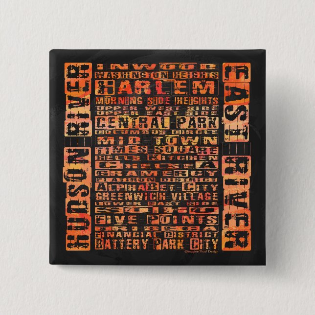 NYC Neighhoods Orange Button (Vorderseite)